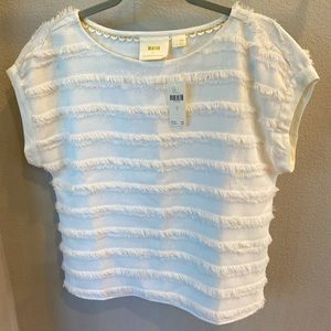 Anthropologie White Textured Blouse
